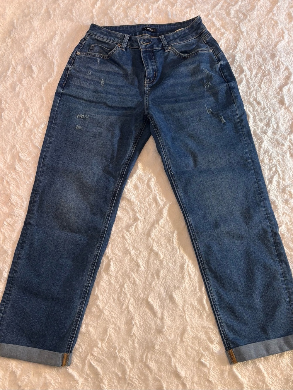 Flamingals Relaxed Cropped Ankle Jeans in Indigo Blue
